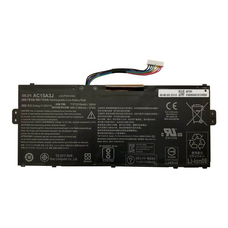 39Wh AC15A3J Akku Passt Acer Chromebook Spin 511 (R752TN)