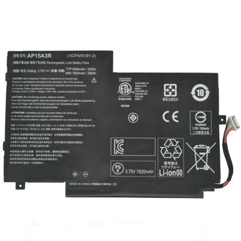 30Wh AP15A3R Akku Passt Acer Switch 10 E (SW3-013)