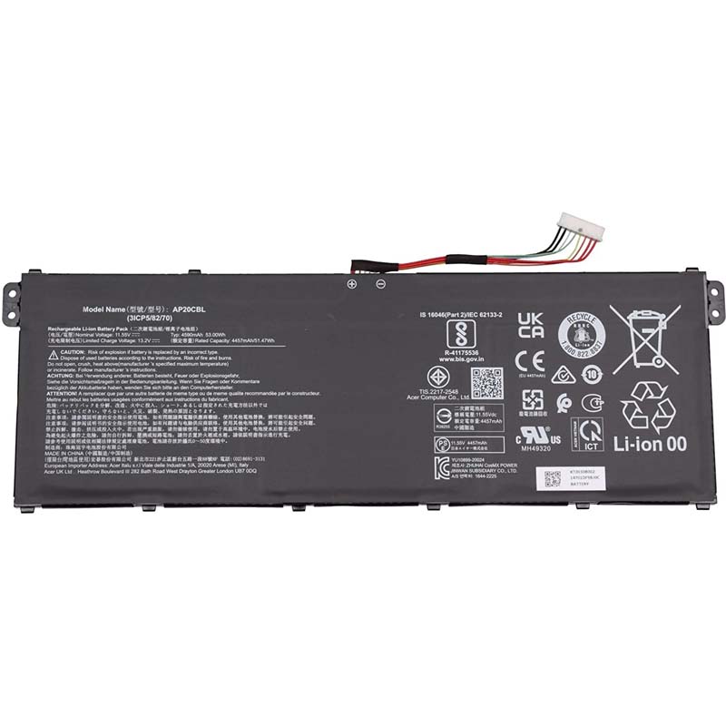 53Wh AP20CBL Akku Passt Acer Aspire 3 (A315-58-54DK)