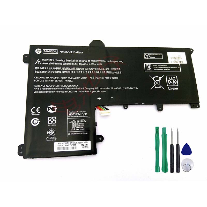 25Wh Akku Passt HP MA02XL HSTNN-LB5B 721895-421 722232-005 TPN-Q127